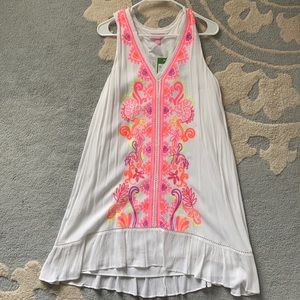 Lilly Pulitzer white dress with bright embroidery